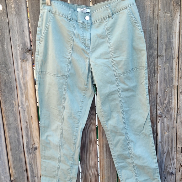 White House Black Market Green Ankle Cropped Pants SZ 6 - Picture 4 of 16